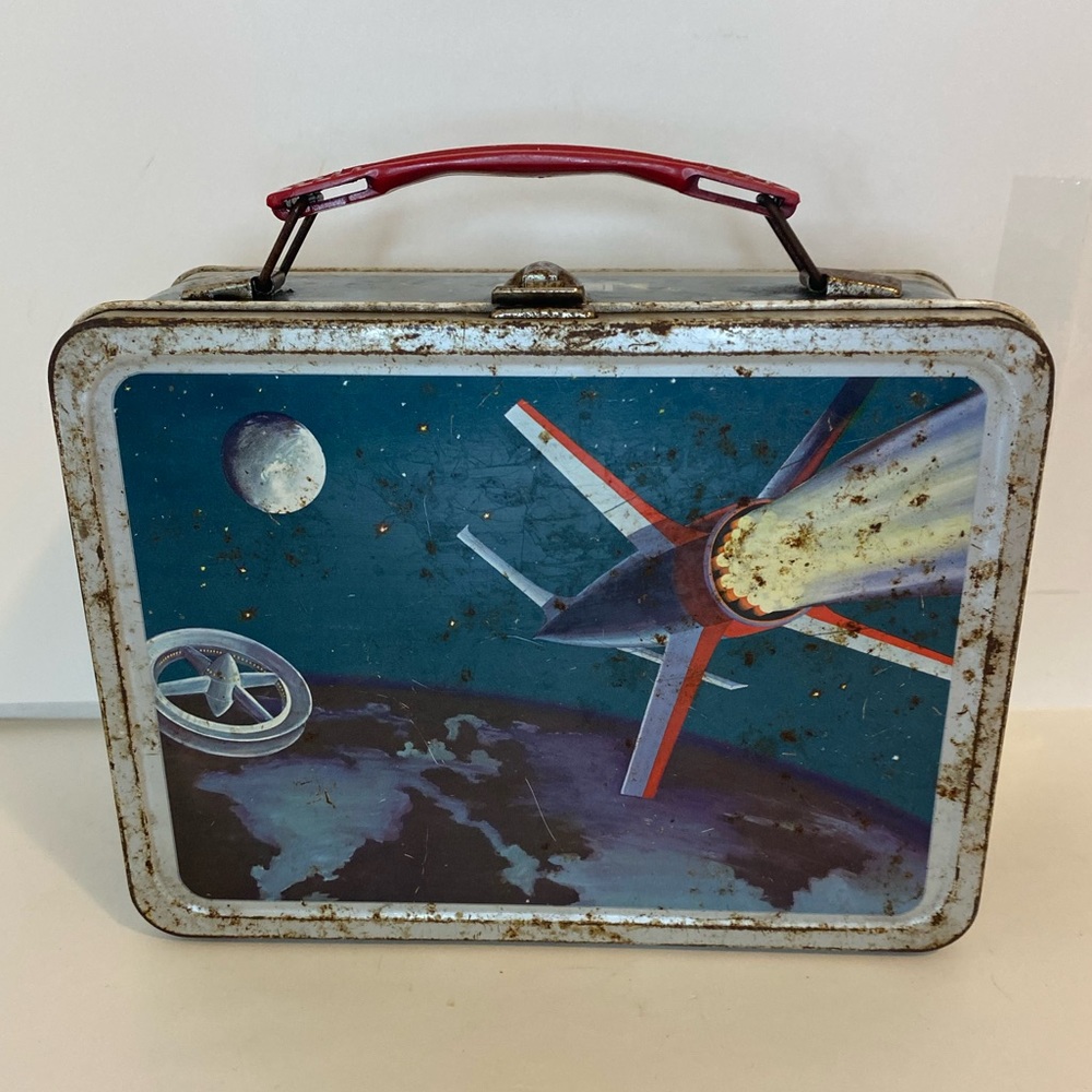 Vintage 1950s Thermos Spaceship Astronaut Outer Space Rocket Lunchbox No Thermos